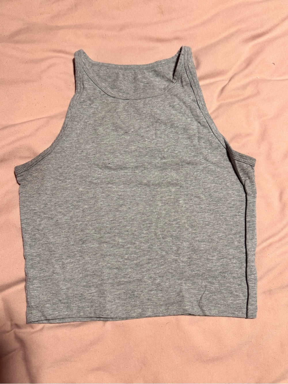 Gray Ribbed Crop Tank Top